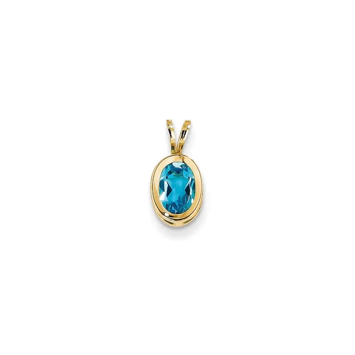 Goldia Necklaces 14K Yellow Gold Blue Topaz Real Diamond bezel pendant