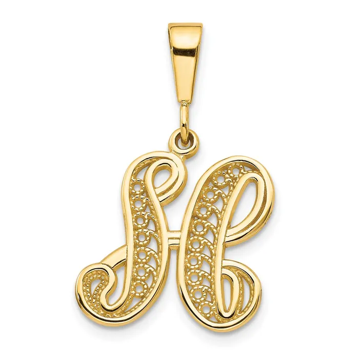 Goldia Necklaces 14k Yellow GoldY Polished Script Filigree Letter H Initial Pendant Goldia Necklaces 14k Yellow GoldY Polished Script Filigree Letter H Initial Pendant