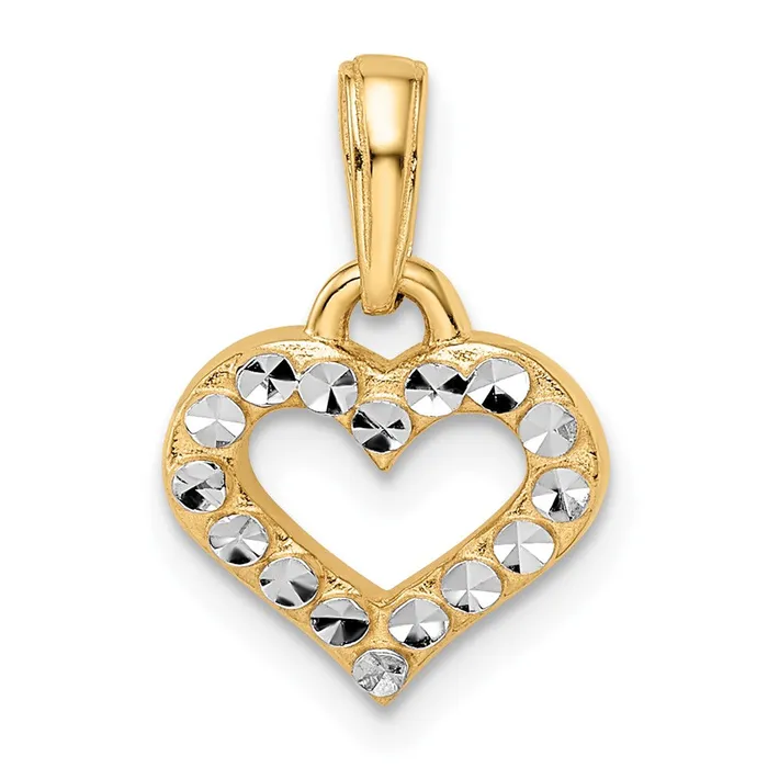 Goldia Necklaces 14k Yellow Rhodium Gold and White Rhodium Diamondcut Heart Pendant Goldia Necklaces 14k Yellow Rhodium Gold and White Rhodium Diamondcut Heart Pendant