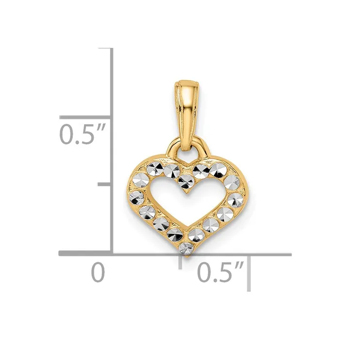 Goldia Necklaces 14k Yellow Rhodium Gold and White Rhodium Diamondcut Heart Pendant