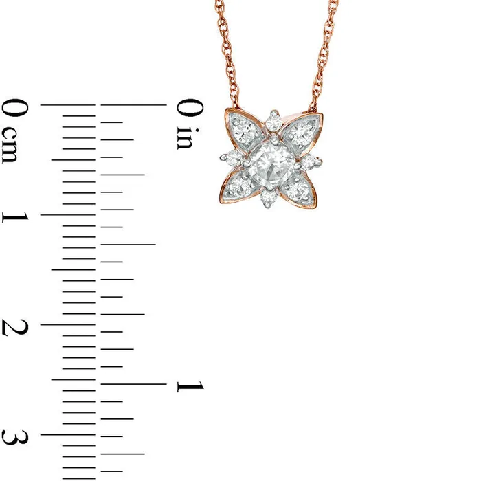 Goldia Necklaces 43mm LabCreated White Sapphire Floral Necklace in Sterling Silver with 14K Rose Gold Plate