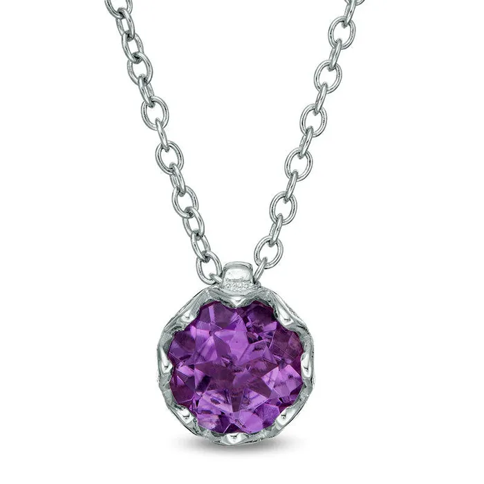 Goldia Necklaces 70mm Amethyst Solitaire Floral Pendant in Sterling Silver 195 Goldia Necklaces 70mm Amethyst Solitaire Floral Pendant in Sterling Silver 195