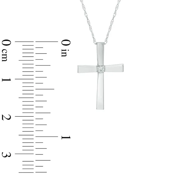 Goldia Necklaces Natural Clarity Enhanced Accent Solitaire Cross Pendant in 10K White Gold Goldia Necklaces Natural Clarity Enhanced Accent Solitaire Cross Pendant in 10K White Gold