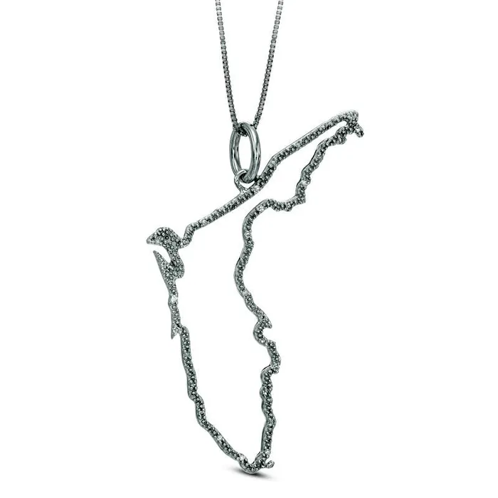 Goldia Necklaces Natural Diamond Accent State of Florida Outline Pendant in Sterling Silver Goldia Necklaces Natural Diamond Accent State of Florida Outline Pendant in Sterling Silver
