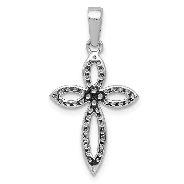 Goldia Necklaces Solid 14k White Gold 15ct Simulated CZ Cross Pendant Goldia Necklaces Solid 14k White Gold 15ct Simulated CZ Cross Pendant
