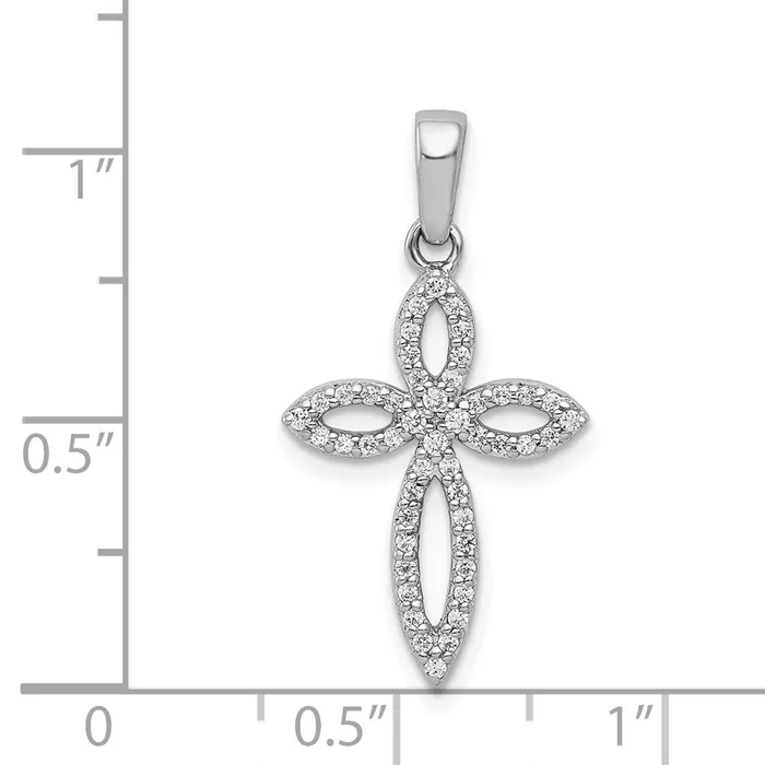 Goldia Necklaces Solid 14k White Gold 15ct Simulated CZ Cross Pendant Goldia Necklaces Solid 14k White Gold 15ct Simulated CZ Cross Pendant
