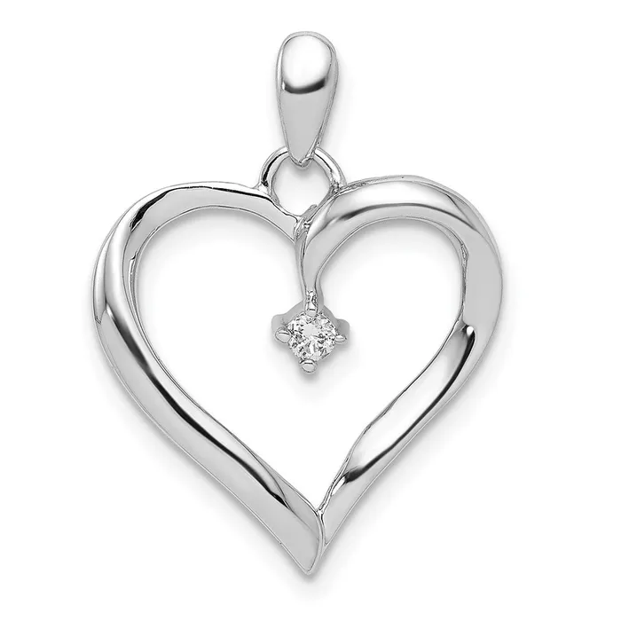 Goldia Necklaces Sterling Silver Rhodium Diamond Heart Pendant