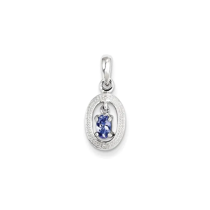 Goldia Necklaces Sterling Silver Rhodium Plated Diamond and Tanzanite Oval Pendant Goldia Necklaces Sterling Silver Rhodium Plated Diamond and Tanzanite Oval Pendant