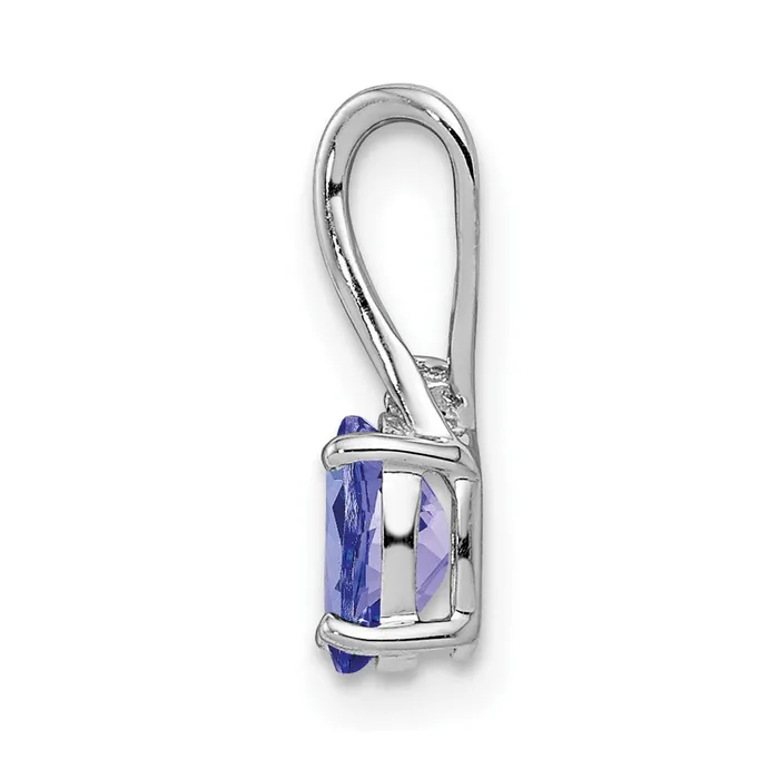 Goldia Necklaces Sterling Silver Rhodium Plated Diamond and Tanzanite Oval Pendant