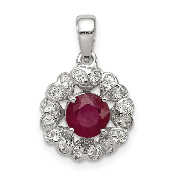 Goldia Necklaces Sterling Silver Rhodium Plated White Topaz u0026 Ruby Pendant Goldia Necklaces Sterling Silver Rhodium Plated White Topaz u0026 Ruby Pendant