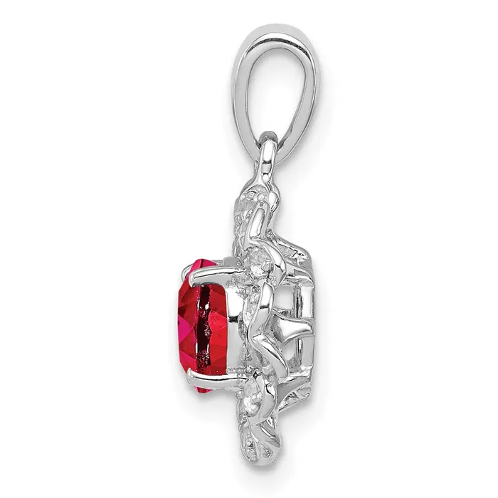 Goldia Necklaces Sterling Silver Rhodium Plated White Topaz u0026 Ruby Pendant