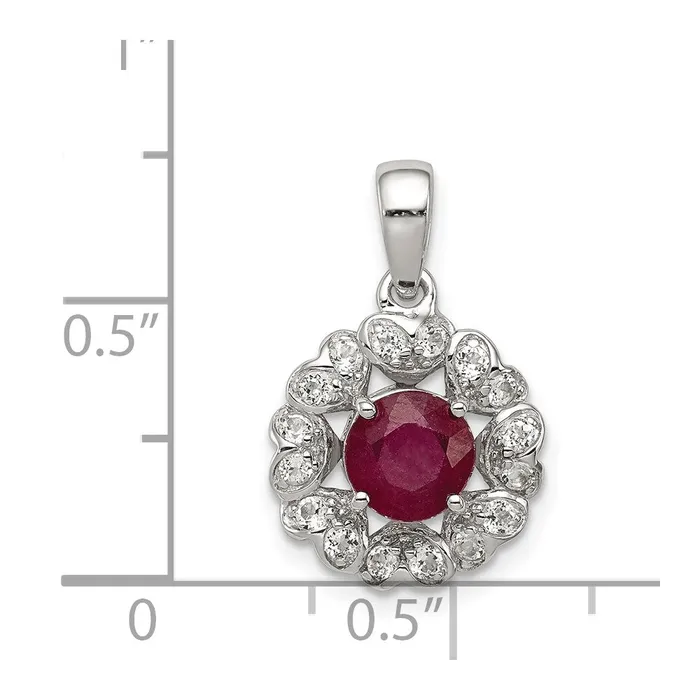 Goldia Necklaces Sterling Silver Rhodium Plated White Topaz u0026 Ruby Pendant