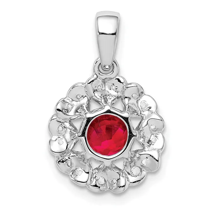Goldia Necklaces Sterling Silver Rhodium Plated White Topaz u0026 Ruby Pendant