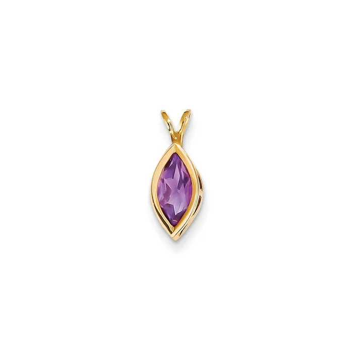 Goldia PreStyled Sets 14K Yellow Gold 10x5mm Marquise Amethyst bezel pendant Goldia PreStyled Sets 14K Yellow Gold 10x5mm Marquise Amethyst bezel pendant