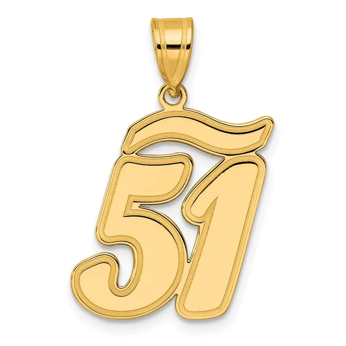 Goldia PreStyled Sets 14k Yellow Gold Brushed Border Script Number 51 Pendant Goldia PreStyled Sets 14k Yellow Gold Brushed Border Script Number 51 Pendant