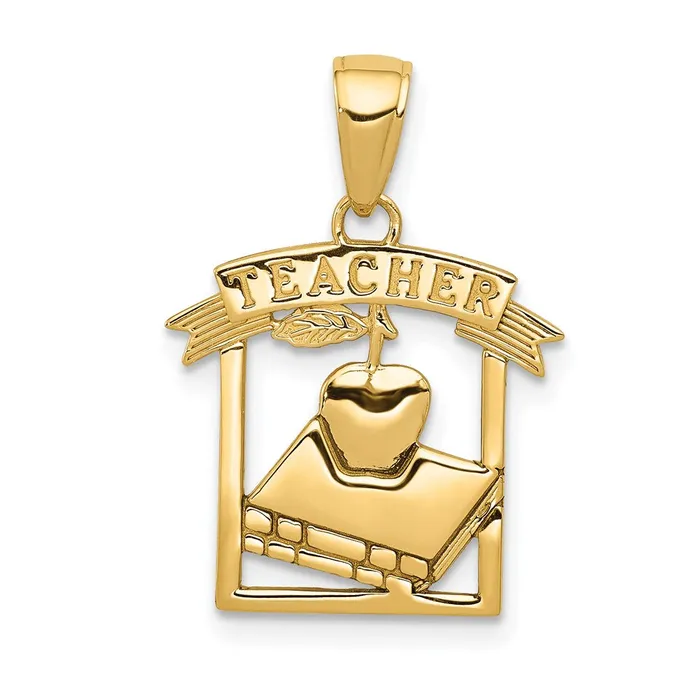 Goldia PreStyled Sets 14k Yellow Gold Polished FlatBacked TEACHER Pendant
