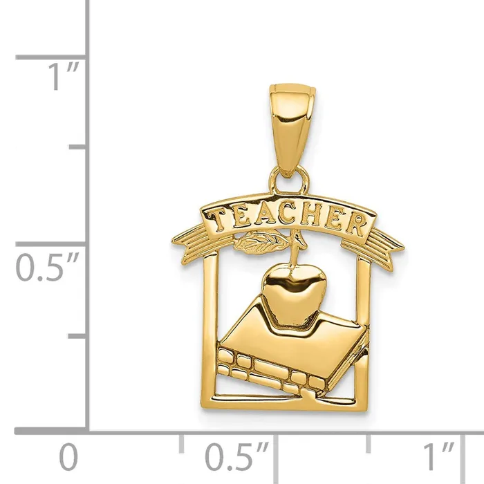 Goldia PreStyled Sets 14k Yellow Gold Polished FlatBacked TEACHER Pendant
