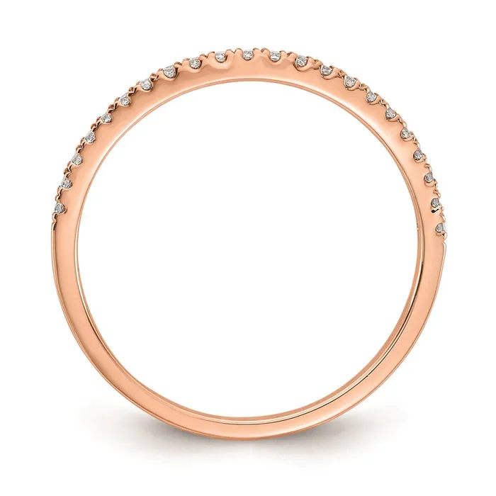 Goldia Rings 016ct CZ Solid Real 14k Rose Gold Contoured Wedding Wedding Band Ring