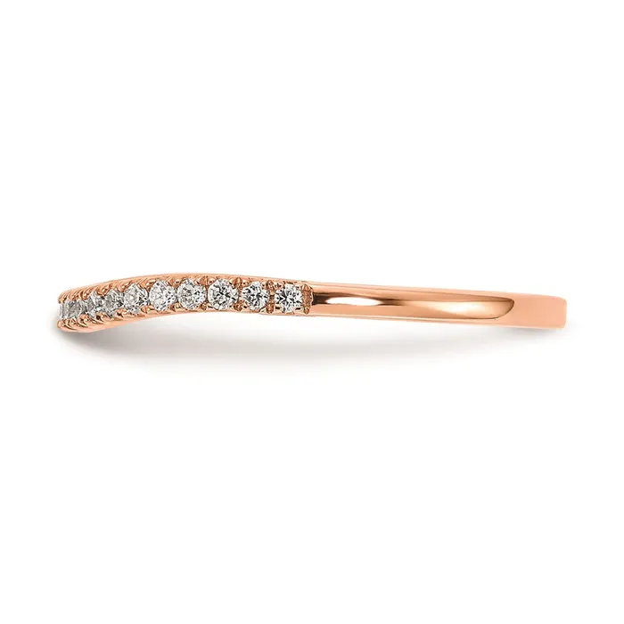 Goldia Rings 016ct CZ Solid Real 14k Rose Gold Contoured Wedding Wedding Band Ring