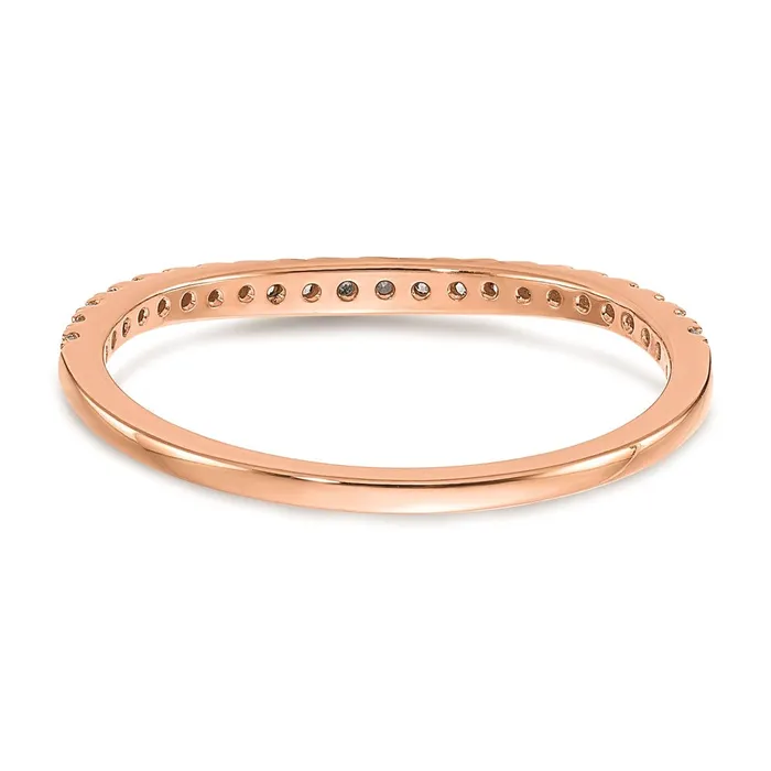Goldia Rings 016ct CZ Solid Real 14k Rose Gold Contoured Wedding Wedding Band Ring