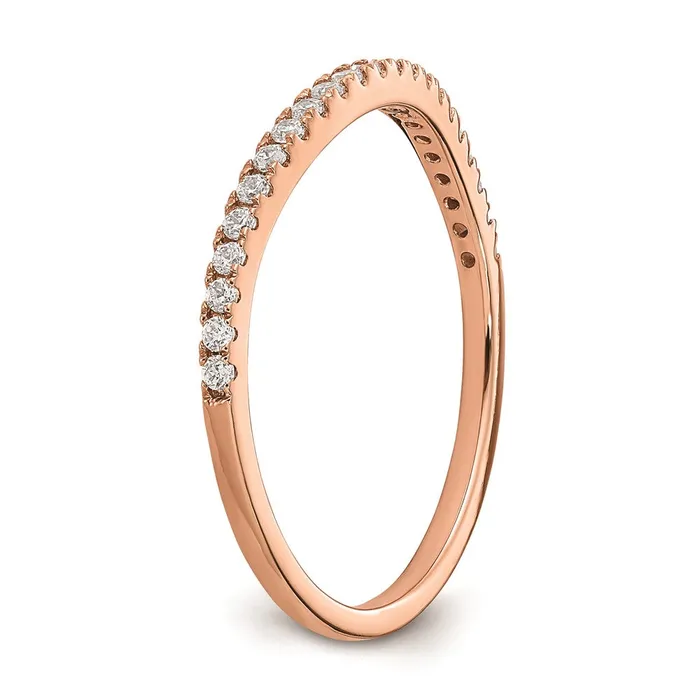 Goldia Rings 016ct CZ Solid Real 14k Rose Gold Contoured Wedding Wedding Band Ring