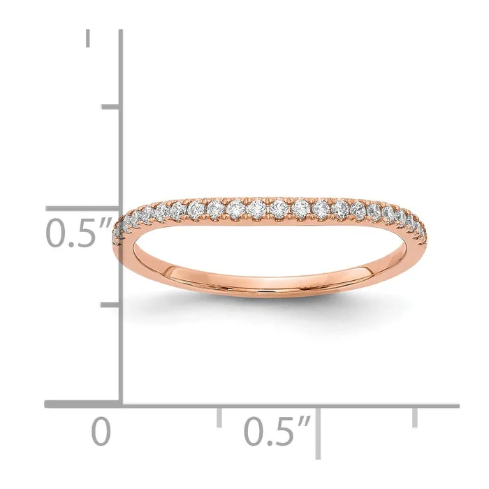 Goldia Rings 016ct CZ Solid Real 14k Rose Gold Contoured Wedding Wedding Band Ring