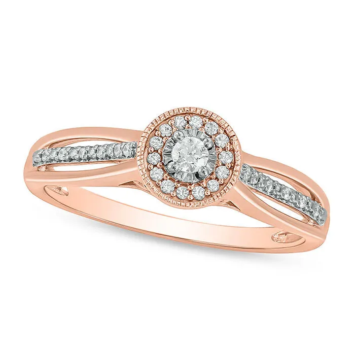 Goldia Rings 017 CT TW Natural Diamond Frame Antique VintageStyle Promise Ring in Solid 10K Rose Gold Goldia Rings 017 CT TW Natural Diamond Frame Antique VintageStyle Promise Ring in Solid 10K Rose Gold