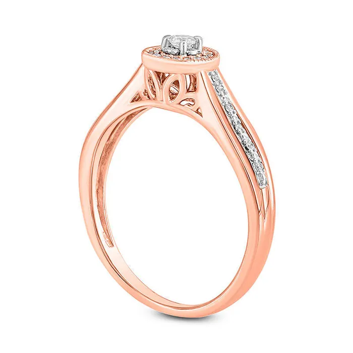 Goldia Rings 017 CT TW Natural Diamond Frame Antique VintageStyle Promise Ring in Solid 10K Rose Gold Goldia Rings 017 CT TW Natural Diamond Frame Antique VintageStyle Promise Ring in Solid 10K Rose Gold