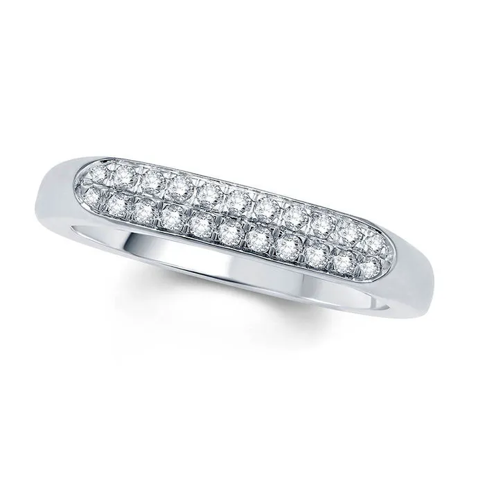 Goldia Rings 020 CT TW Natural Diamond Double Row Anniversary Band in Solid 10K White Gold Goldia Rings 020 CT TW Natural Diamond Double Row Anniversary Band in Solid 10K White Gold
