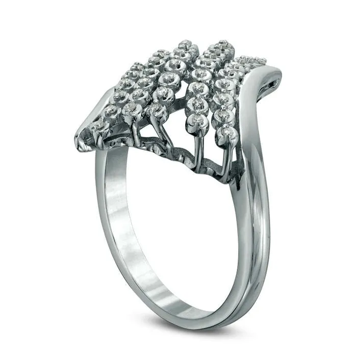 Goldia Rings 020 CT TW Natural Diamond MultiRow Bypass Ring in Sterling Silver Goldia Rings 020 CT TW Natural Diamond MultiRow Bypass Ring in Sterling Silver