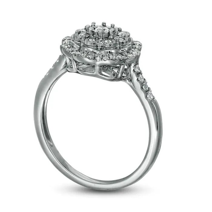 Goldia Rings 025 CT TW Composite Natural Diamond Scallop Frame Promise Ring in Sterling Silver Goldia Rings 025 CT TW Composite Natural Diamond Scallop Frame Promise Ring in Sterling Silver