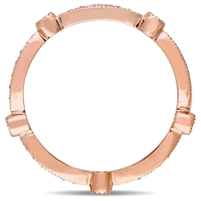 Goldia Rings 025 CT TW Natural Diamond Alternating Antique VintageStyle Eternity Wedding Band in Solid 10K Rose Gold Goldia Rings 025 CT TW Natural Diamond Alternating Antique VintageStyle Eternity Wedding Band in Solid 10K Rose Gold