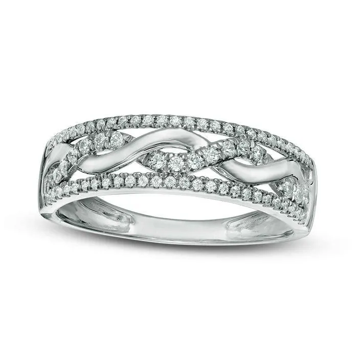 Goldia Rings 025 CT TW Natural Diamond Twist Wedding Band in Solid 10K White Gold Goldia Rings 025 CT TW Natural Diamond Twist Wedding Band in Solid 10K White Gold