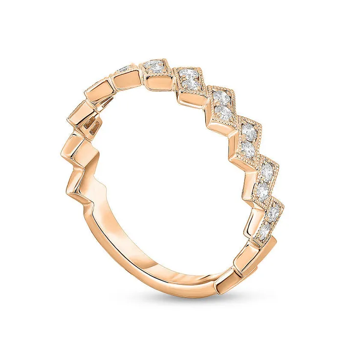 Goldia Rings 025 CT TW Natural Diamond TwoStone ZigZag Antique VintageStyle Stackable Band in Solid 10K Rose Gold Goldia Rings 025 CT TW Natural Diamond TwoStone ZigZag Antique VintageStyle Stackable Band in Solid 10K Rose Gold
