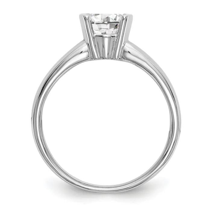 Goldia Rings 025ct CZ Solid Real 14K White Gold Round Bezel Solitaire Engagement Ring