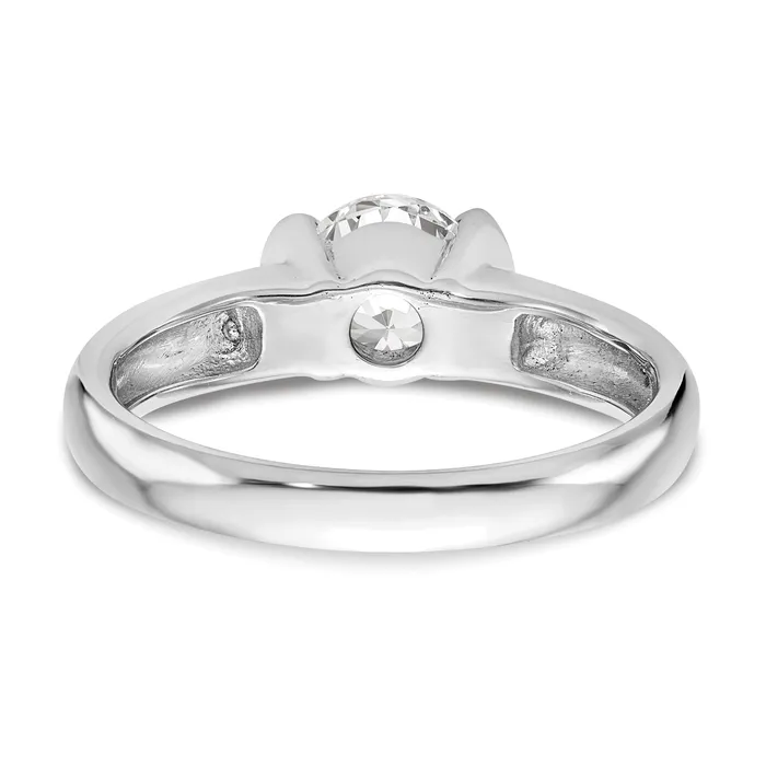 Goldia Rings 025ct CZ Solid Real 14K White Gold Round Bezel Solitaire Engagement Ring