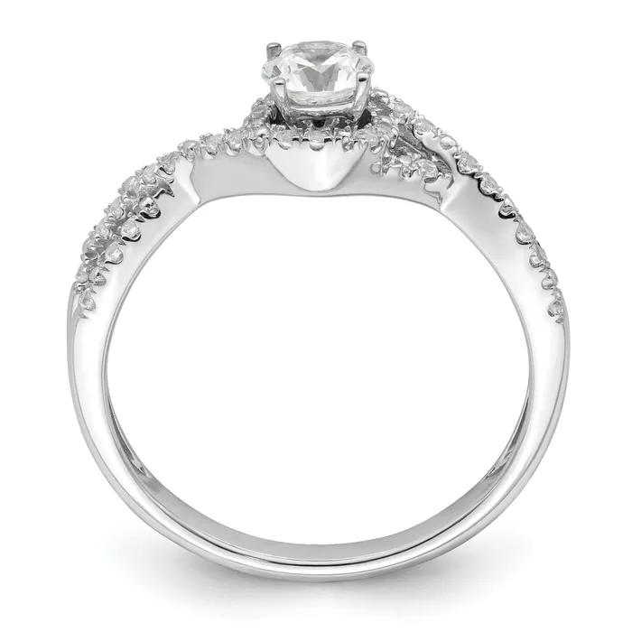 Goldia Rings 033ct CZ Solid Real 14k White Gold Round Complete ByPass Engage Ring