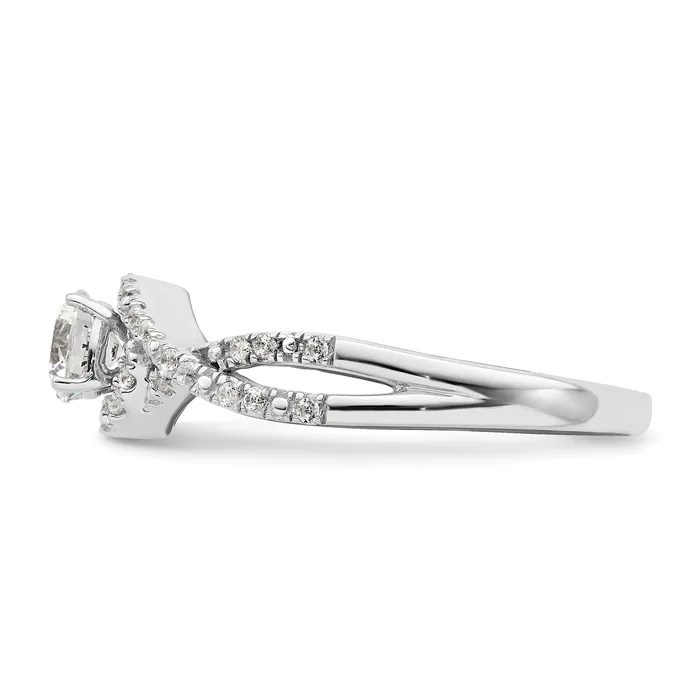 Goldia Rings 033ct CZ Solid Real 14k White Gold Round Complete ByPass Engage Ring