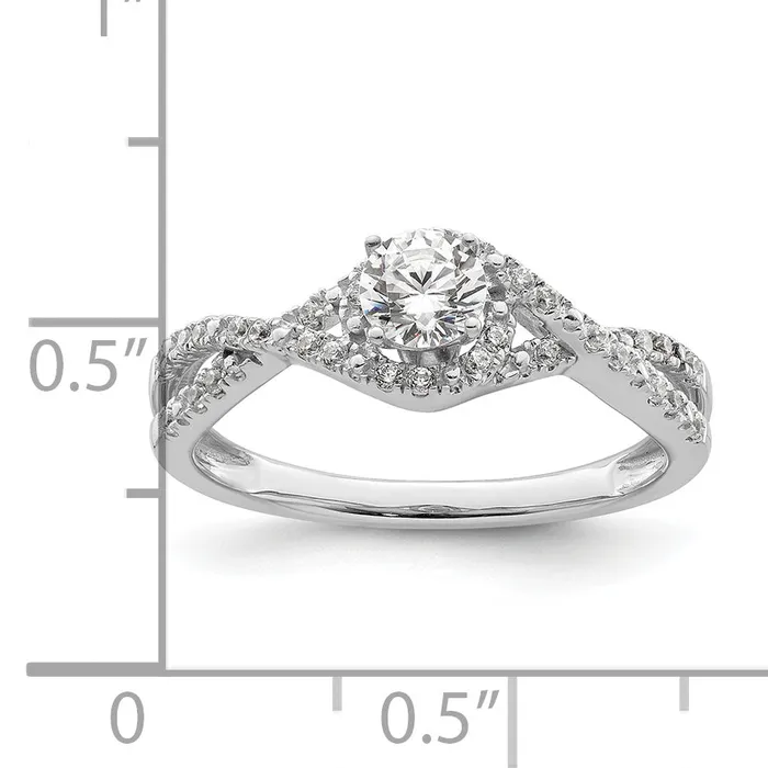 Goldia Rings 033ct CZ Solid Real 14k White Gold Round Complete ByPass Engage Ring