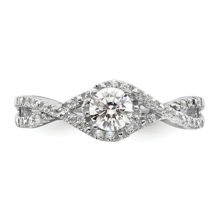 Goldia Rings 033ct CZ Solid Real 14k White Gold Round Complete ByPass Engage Ring