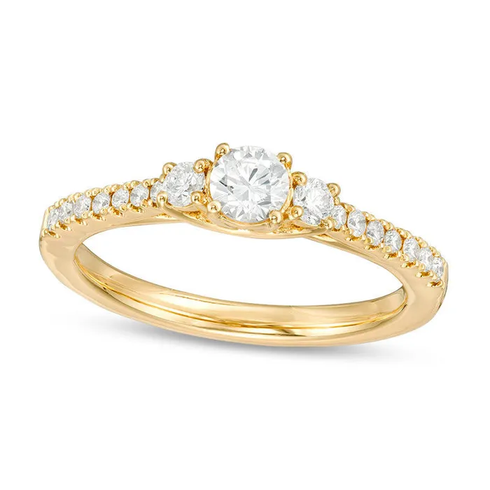Goldia Rings 050 CT TW Certified Natural Diamond Three Stone Engagement Ring in Solid 14K Gold II1 Goldia Rings 050 CT TW Certified Natural Diamond Three Stone Engagement Ring in Solid 14K Gold II1