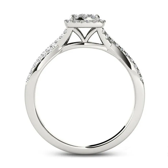 Goldia Rings 050 CT TW Composite Natural Diamond Square Frame Twist Engagement Ring in Solid 14K White Gold Goldia Rings 050 CT TW Composite Natural Diamond Square Frame Twist Engagement Ring in Solid 14K White Gold