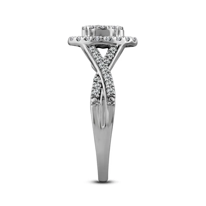 Goldia Rings 050 CT TW Composite Oval Natural Diamond Frame Twist Shank Engagement Ring in Solid 10K White Gold Goldia Rings 050 CT TW Composite Oval Natural Diamond Frame Twist Shank Engagement Ring in Solid 10K White Gold