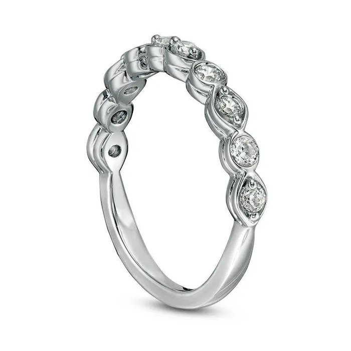 Goldia Rings 050 CT TW Natural Diamond Art Deco Alternating Wedding Band in Solid 10K White Gold Goldia Rings 050 CT TW Natural Diamond Art Deco Alternating Wedding Band in Solid 10K White Gold