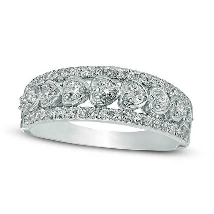 Goldia Rings 050 CT TW Natural Diamond Heart Frame Nine Stone Anniversary Band in Solid 14K White Gold Goldia Rings 050 CT TW Natural Diamond Heart Frame Nine Stone Anniversary Band in Solid 14K White Gold