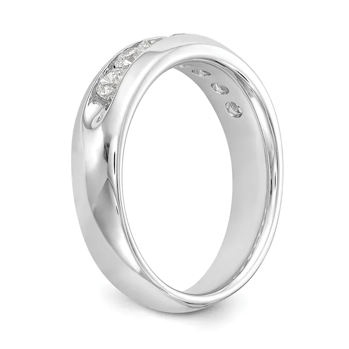 Goldia Rings 050ct CZ Solid Real 14K White Gold 5Stone Channel Wedding Band Ring