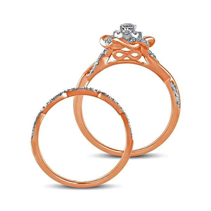 Goldia Rings 063 CT TW Oval Natural Diamond Frame Twist Shank Bridal Engagement Ring Set in Solid 10K Rose Gold Goldia Rings 063 CT TW Oval Natural Diamond Frame Twist Shank Bridal Engagement Ring Set in Solid 10K Rose Gold