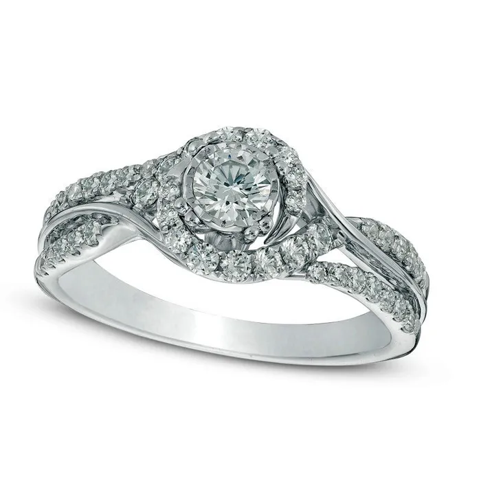 Goldia Rings 075 CT TW Natural Diamond Bypass Frame Engagement Ring in Solid 10K White Gold Goldia Rings 075 CT TW Natural Diamond Bypass Frame Engagement Ring in Solid 10K White Gold