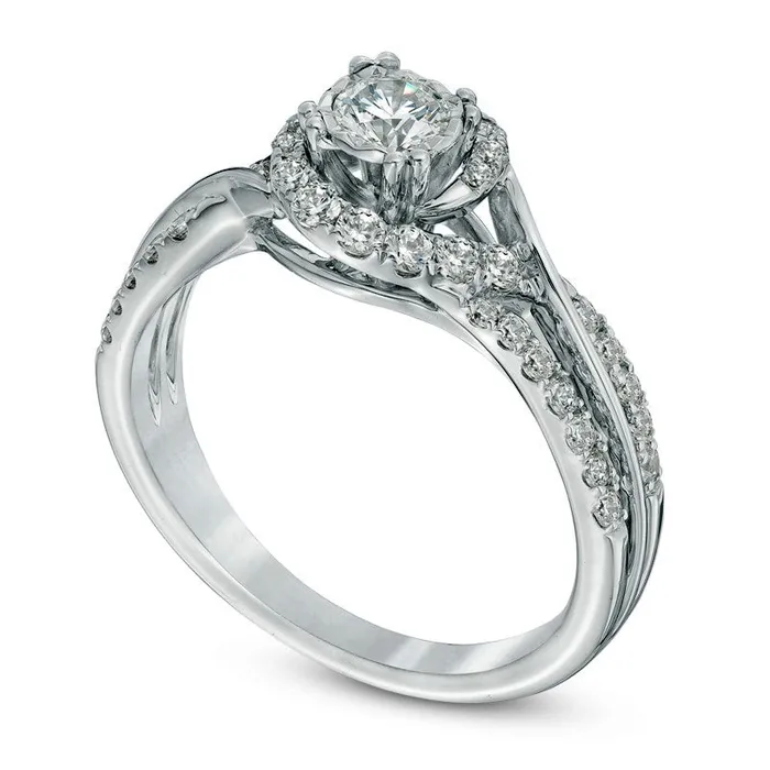 Goldia Rings 075 CT TW Natural Diamond Bypass Frame Engagement Ring in Solid 10K White Gold Goldia Rings 075 CT TW Natural Diamond Bypass Frame Engagement Ring in Solid 10K White Gold
