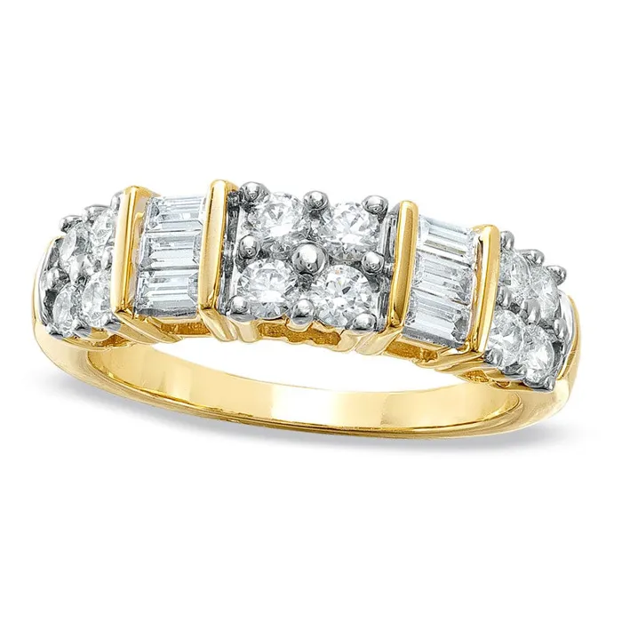 Goldia Rings 10 CT TW Natural Diamond Clover Band in Solid 10K Yellow Gold Goldia Rings 10 CT TW Natural Diamond Clover Band in Solid 10K Yellow Gold